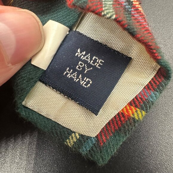 Vintage Plaid Tie Polo Ralph Lauren USA Red Green Tartan Necktie Horse Logo - Picture 5 of 8